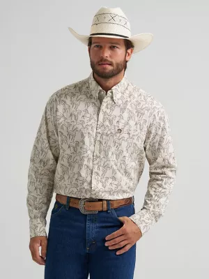 Wrangler® George Strait™ Horse Print Button Down One Pocket Shirt in Stallions