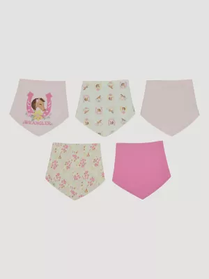 Wrangler Baby Girls Bandana Bib 5-Pack:Pink:One Size