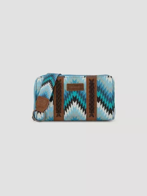 Zig Zag Print Wristlet:Denim:One Size: