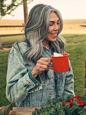 Women's Girlfriend Denim Jacket in Icy Blue