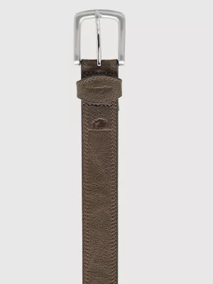 Men's Triple Stich Bison Belt in Brown
