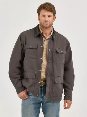 Mens Western Cord Collar Zip Barn Coat:Raven:M