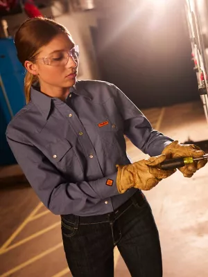 Wrangler® FR Flame Resistant Long Sleeve Solid in Blue