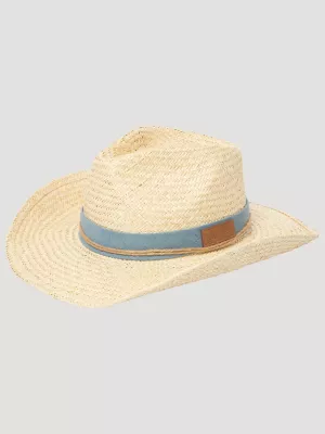 Mens Denim Straw Cowboy Hat:Natural:OneSize
