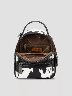 Cow Print Mini Backpack:Black:One Size