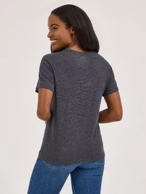 Women's Flocked Boot Reg Fit Tee in Black Beauty