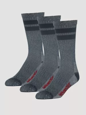 Mens Wool Stripe Work Socks:Black:One Size