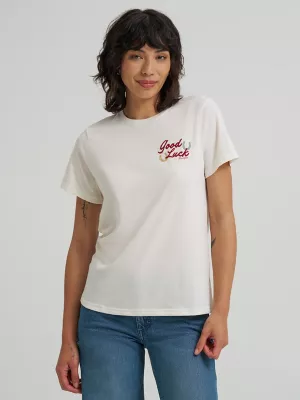 Womens Western Graphic Regular Fit Tee:Pearled Ivory:3XL