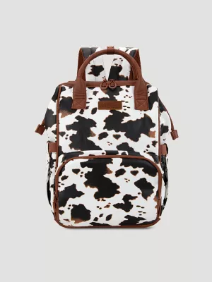 Cow Print Backpack:Brown:One Size