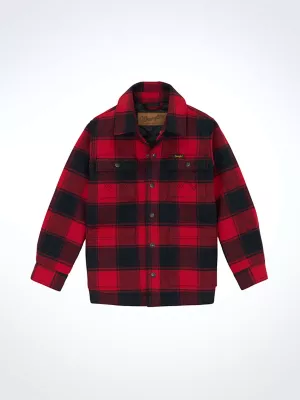 Boy's Wrangler Quilt Lined Flannel Shirt Jacket in Red Buffalo