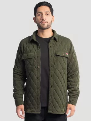 Men's Workwear Diamond Quilted Shacket in Grape Leaf Green