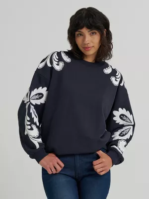 Womens Applique Sweatshirt:Dark Navy:M