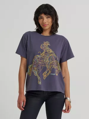 Women's Rodeo Horse Graphic Tee in Graystone