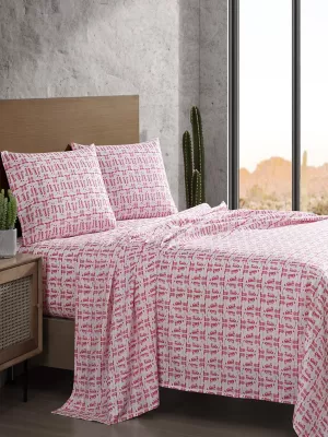 Wrangler Patterned King Sheet Set:Boots/ Pink:King
