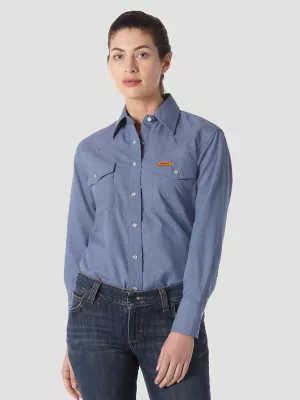 Wrangler® FR Flame Resistant Long Sleeve Solid in Blue