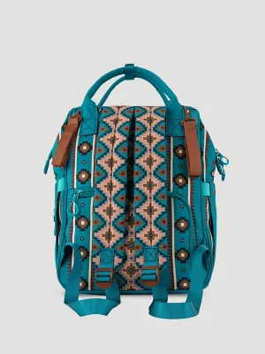 Southwestern Print Backpack:Turquoise:One Size