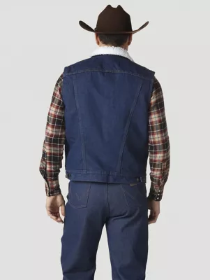Wrangler® Sherpa Lined Denim Vest - Prewashed in Prewashed