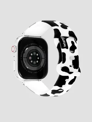 Silicone Cow Print Universal Watchband:Black/White:One Size: