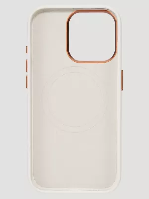 Smartphone Leather Embroidery Case:White:16 Pro