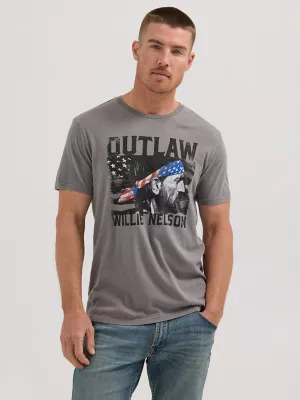 Mens Outlaw Willie Nelson T-Shirt:Pewter:S