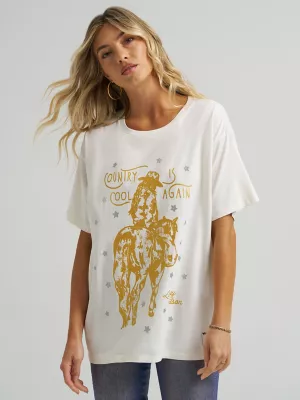 Wrangler x Lainey Wilson Country Cool Oversized Tee in White