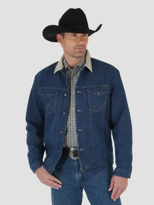 Men's Wrangler® Blanket Lined Corduroy Collar Denim Jacket (Big & Tall) in Prewashed Indigo