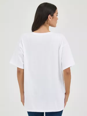 Women's Wrangler Retro® George Strait Oversized Band Tee in Bright White