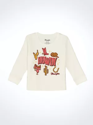 Little Girl's Western Crewneck Sweatshirt in Graphic White