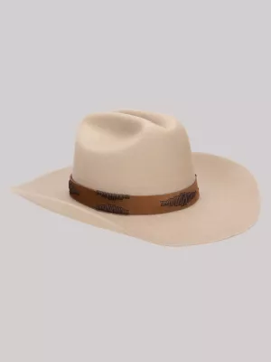 Mens Leather Band Cowboy Hat:Tan:7.5