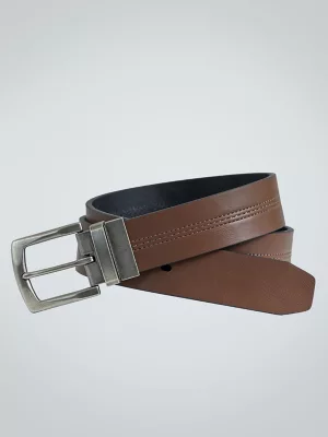 Men's Reversible Stitch Belt in Brown