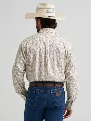 Wrangler® George Strait™ Horse Print Button Down One Pocket Shirt in Stallions