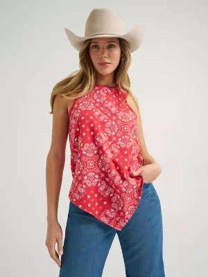 Women's Wrangler Allover Bandana Print Tank in Red