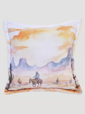 Wrangler Cowboy Sunrise Plush Throw Pillow:Multi:One Size