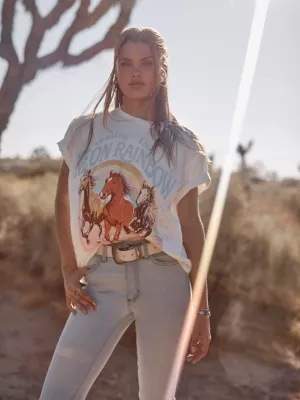 Wrangler x Lainey Wilson Neon Rainbow Girlfriend Tee in White