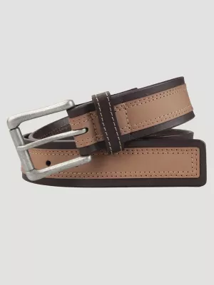 Men's Double Stitch Belt in Brown