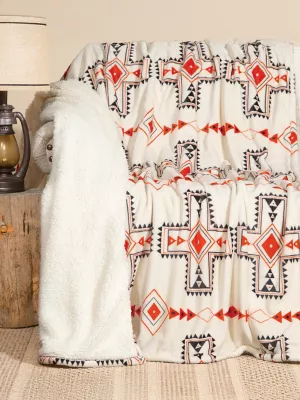 Wrangler Santa Fe Sherpa Throw Blanket:White:One Size