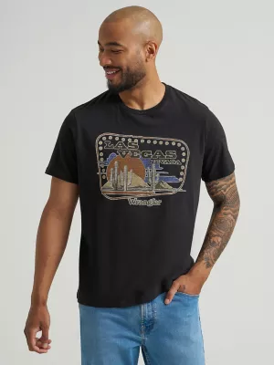 Men's Vegas Desert Graphic T-Shirt in Washed Black