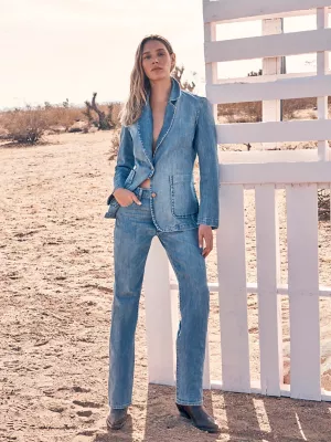 Women's Sunset Mid Rise Straight Jean in Baby Blue