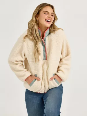 Women's Wrangler Retro® Half-Snap Sherpa Pullover in White