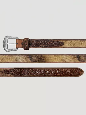 Men's Hair on Hide Embossed Belt in Spectra Yellow