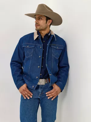 Men's Wrangler® Blanket Lined Corduroy Collar Denim Jacket in Prewashed Indigo