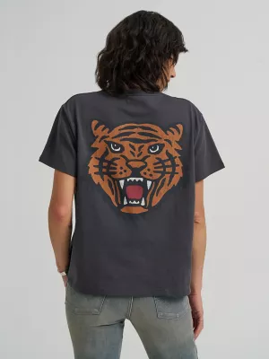 Women's Graphic Girlfriend Tee in Faded Black