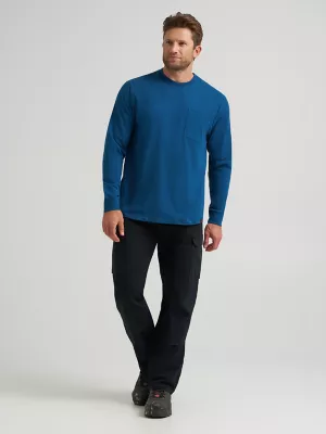 Wrangler® RIGGS Workwear® Long Sleeve 1 Pocket Performance T-Shirt in Oxford Blue
