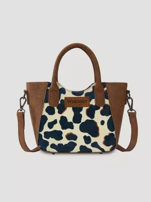 Colorblock Cow Print Small Cross Body:Brown:One Size