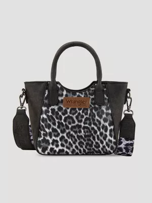 Animal Print Leather Trim Tote:Black:One Size