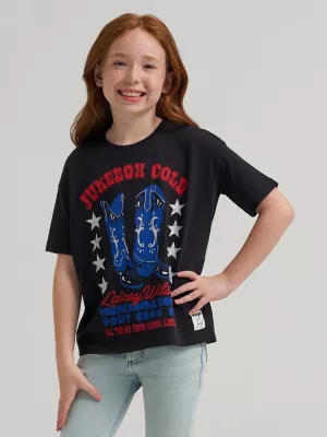 Girl's Wrangler x Lainey Wilson Jukebox Gold Oversized Tee in Black