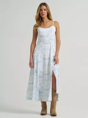 Women's Western Tank Maxi Dress in Country Toile