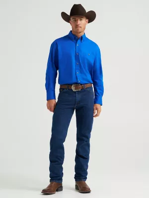 Men's George Strait & Wrangler® National Patriot™ Button Down Solid Shirt in Royal Blue