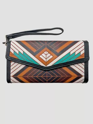 Southwest Quilt Pattern Wristlet:Black:One Size