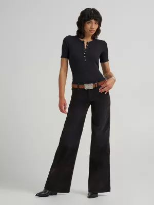 Women's Worldwide Mid Rise Wide Leg Jean in Mole